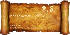Marienescu Béni névjegykártya